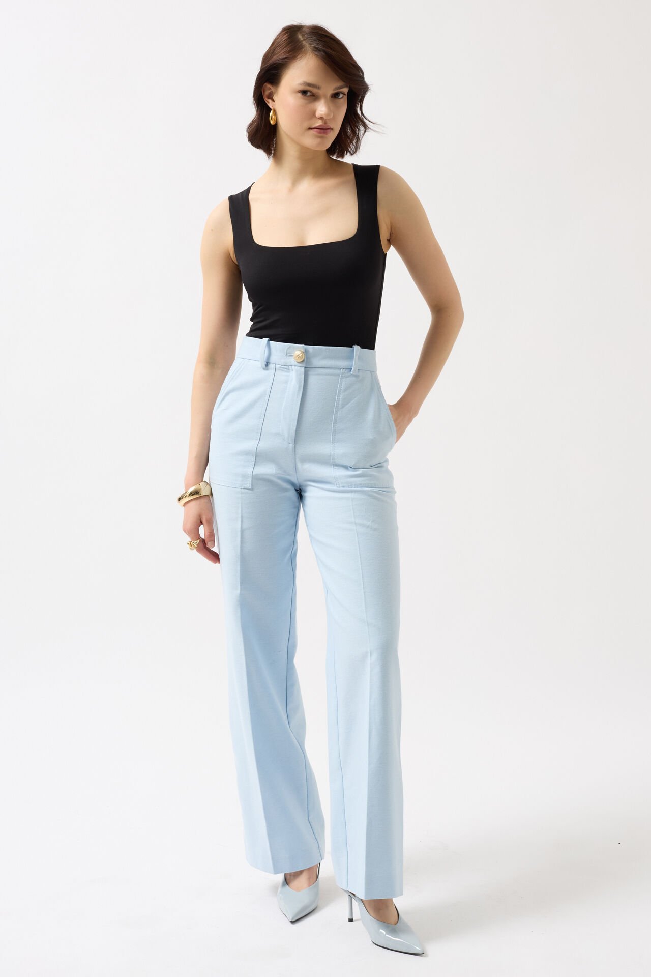 Wholesale Square Neck Thick Strap Black Bodysuit