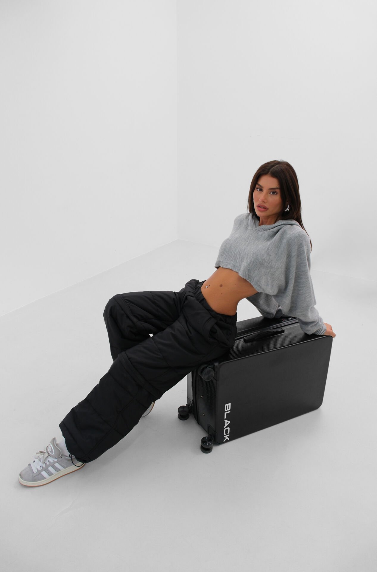 Wholesale Zipper Detail Quilted Black Trousers