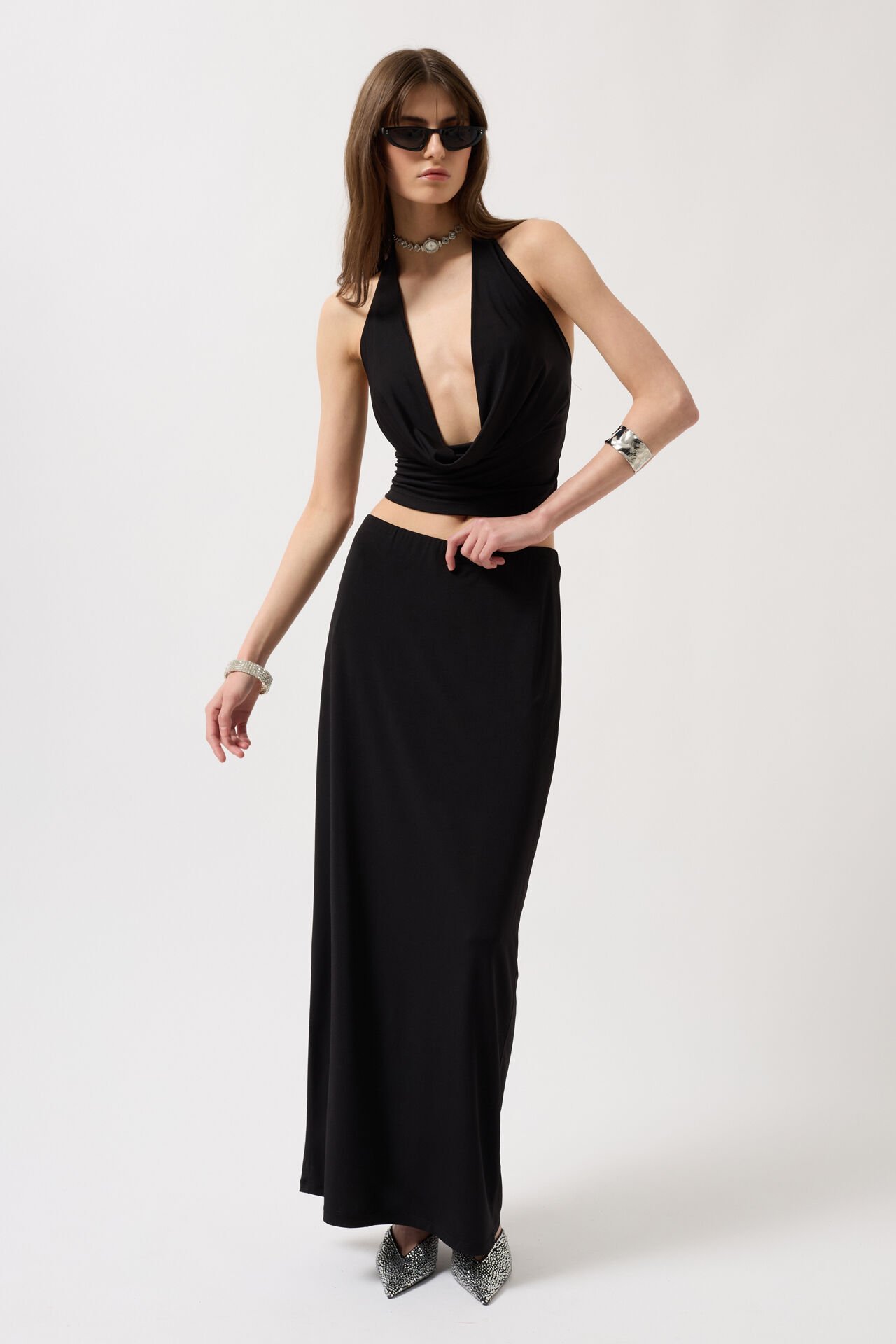 Toptan Kalem Midi Siyah Etek