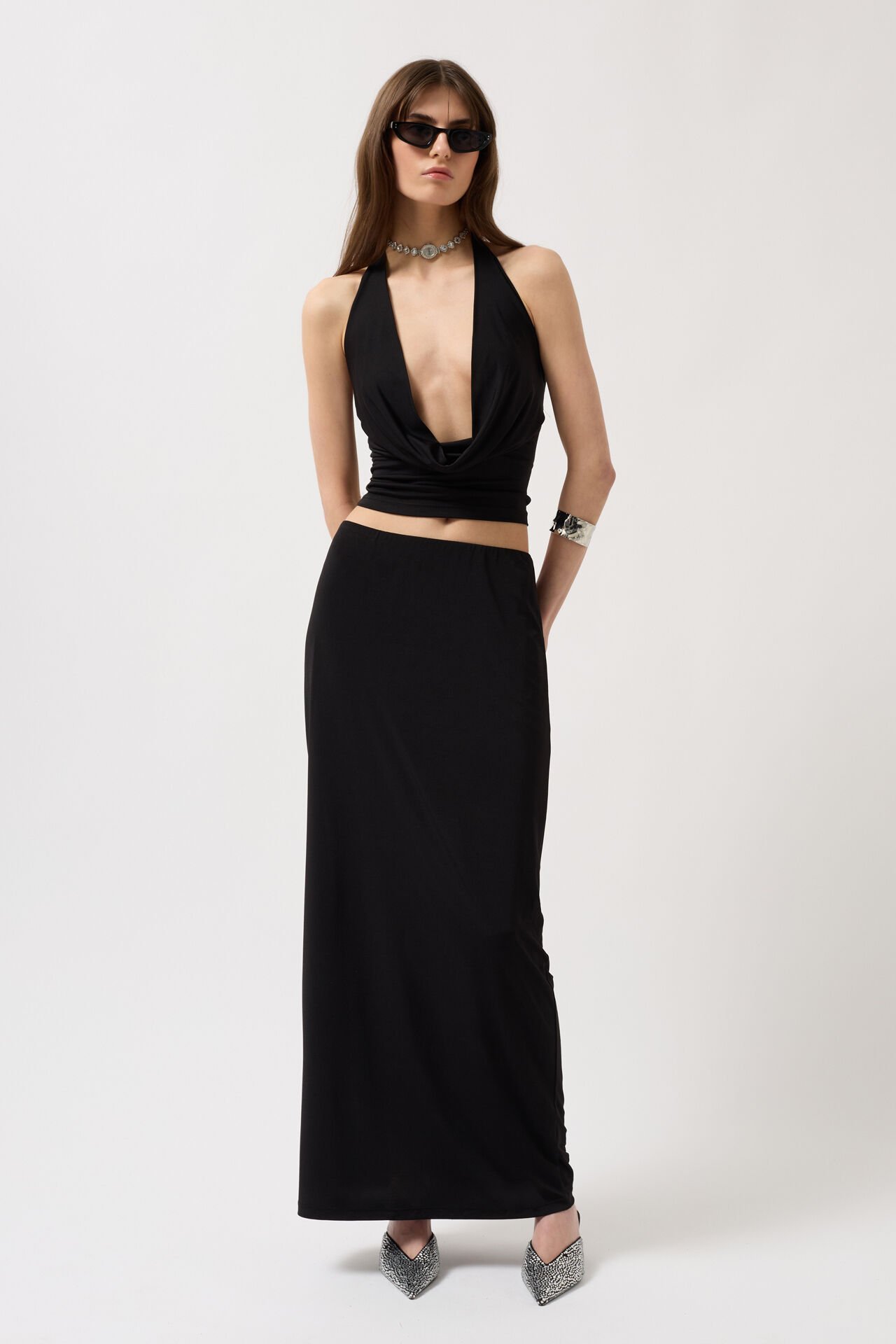 Toptan Kalem Midi Siyah Etek