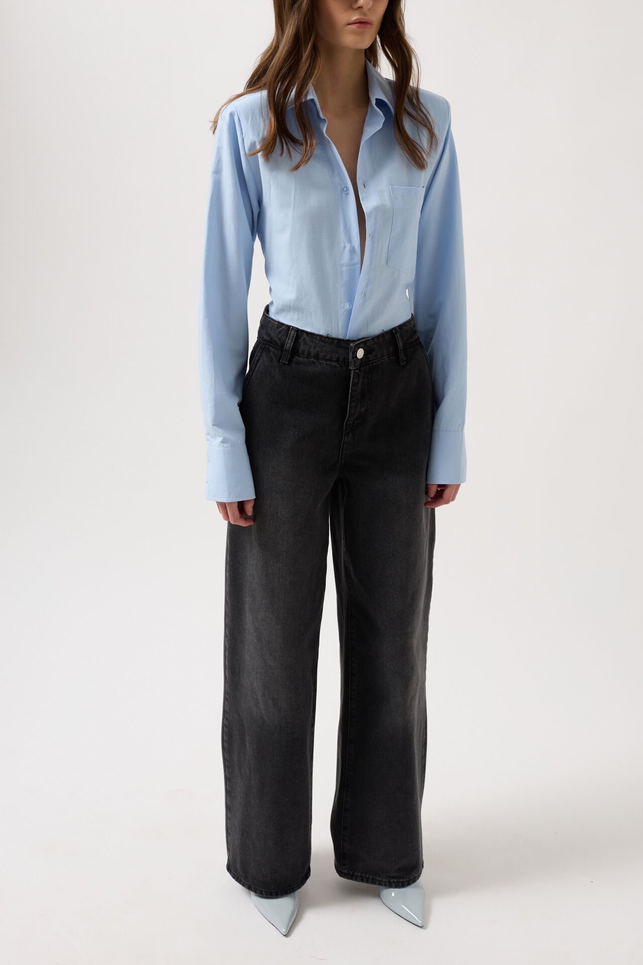 Toptan Düşük Bel Straight Siyah Jean