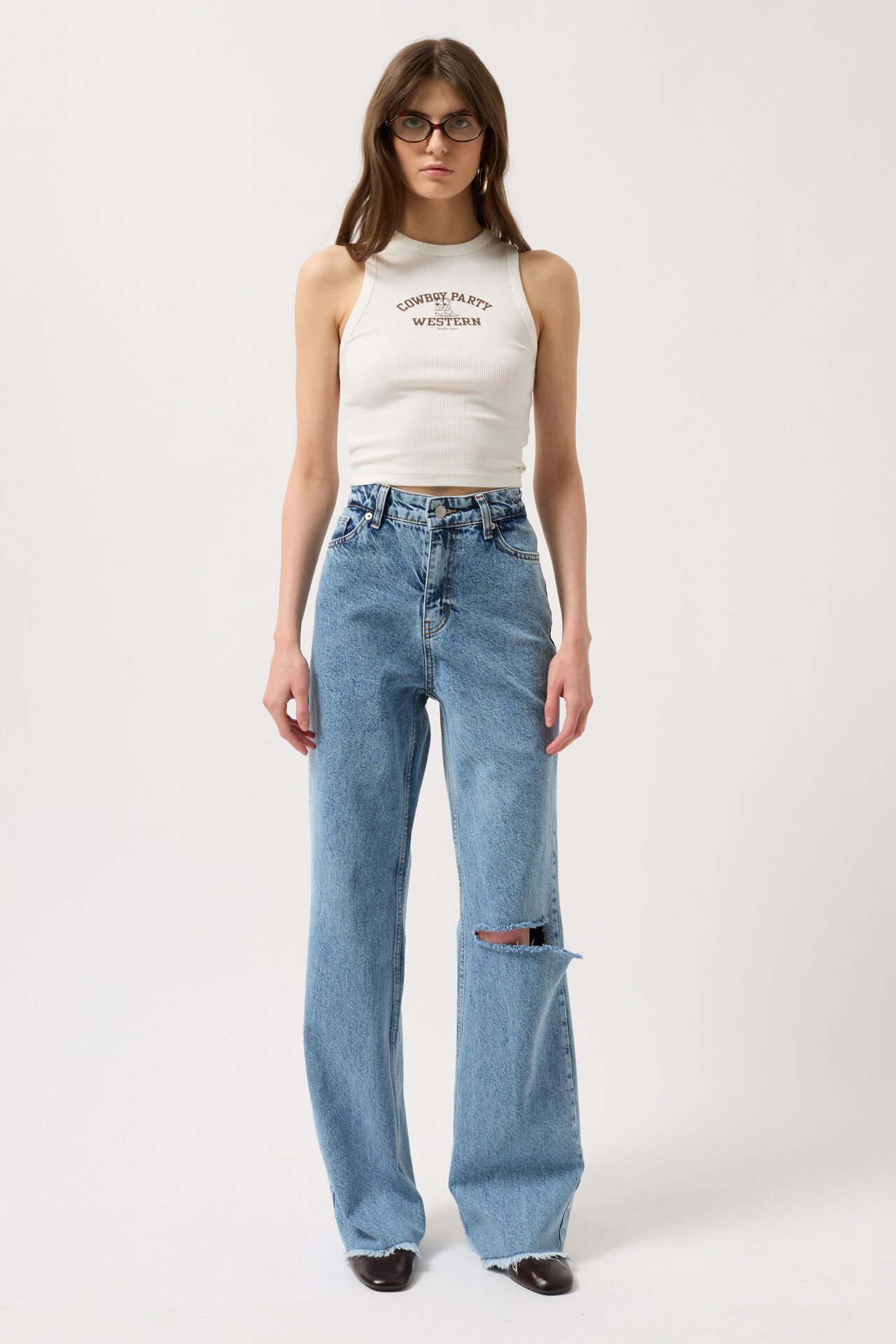 Toptan Lazer Kesim Wide Leg Mavi Jean