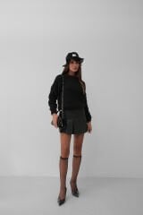 Toptan Oversize Siyah Örgü Kazak