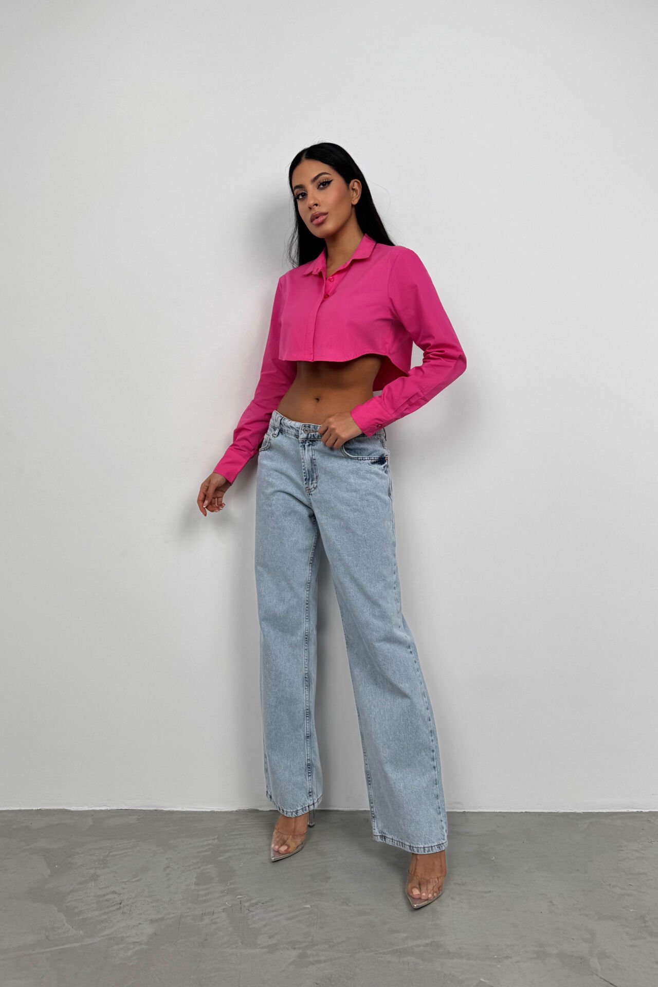 Wholesale Cuff Detail Crop Shirt