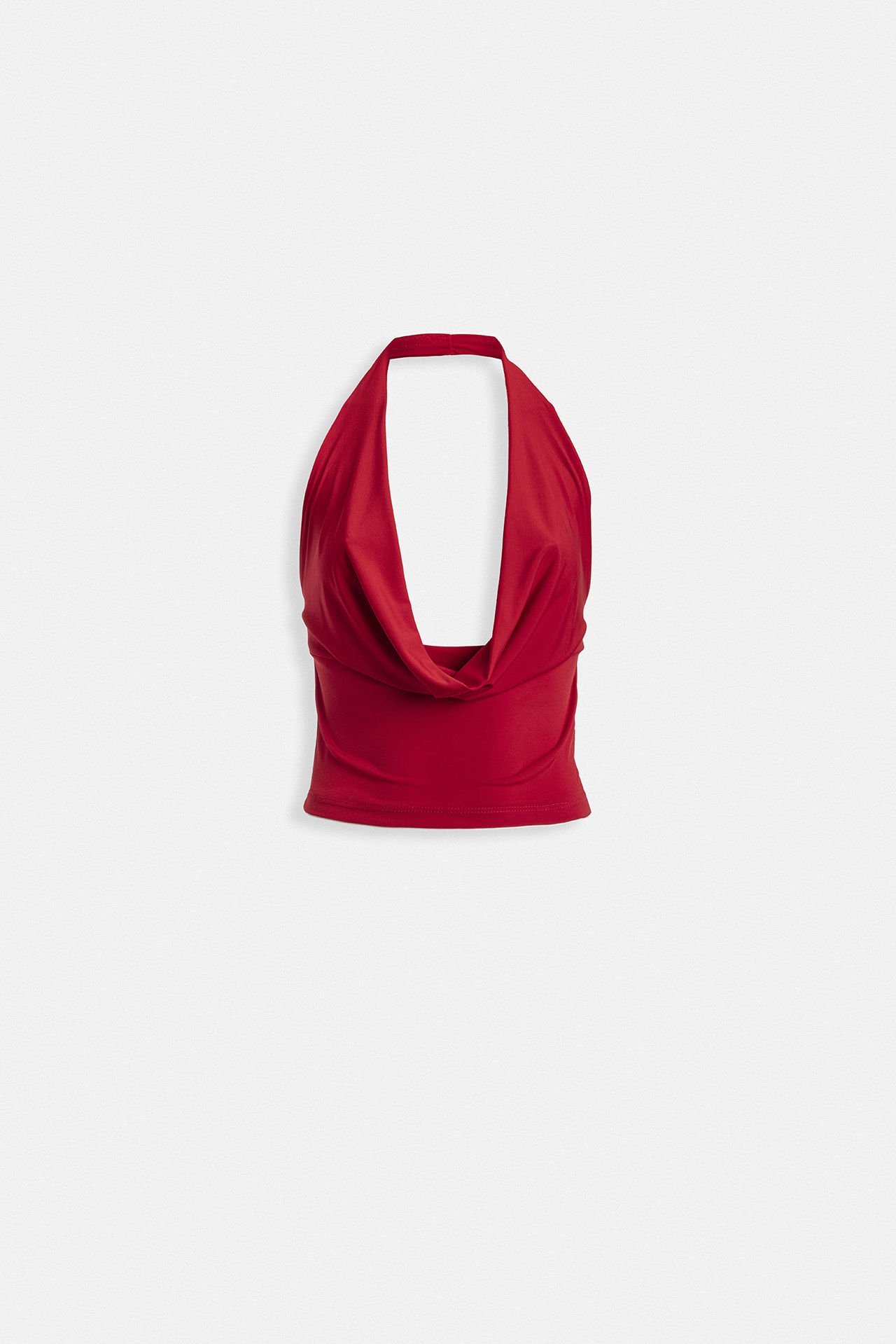 Toptan Degaje Yaka Crop Kırmızı Bluz