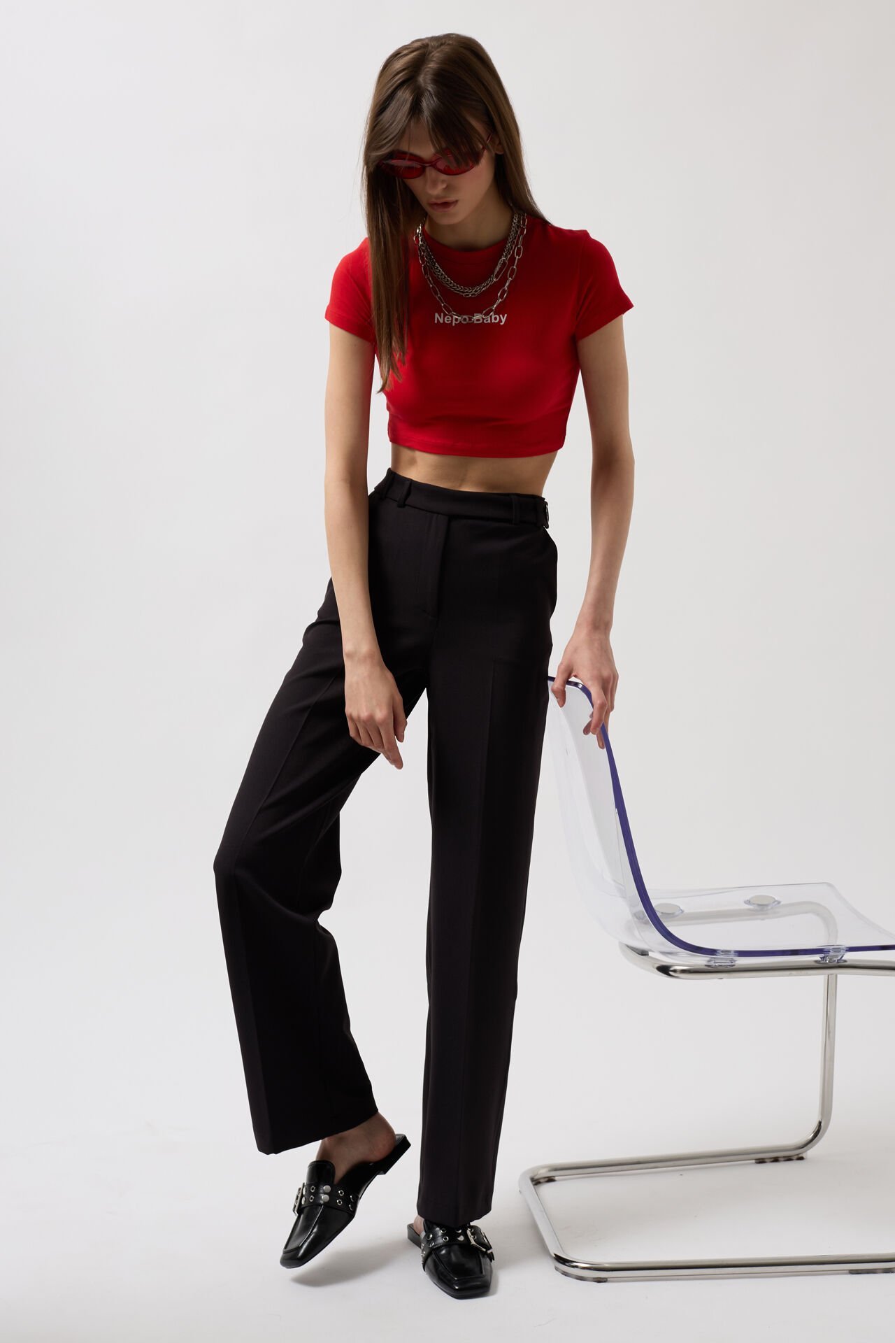 Wholesale Waist Belted Black Trousers