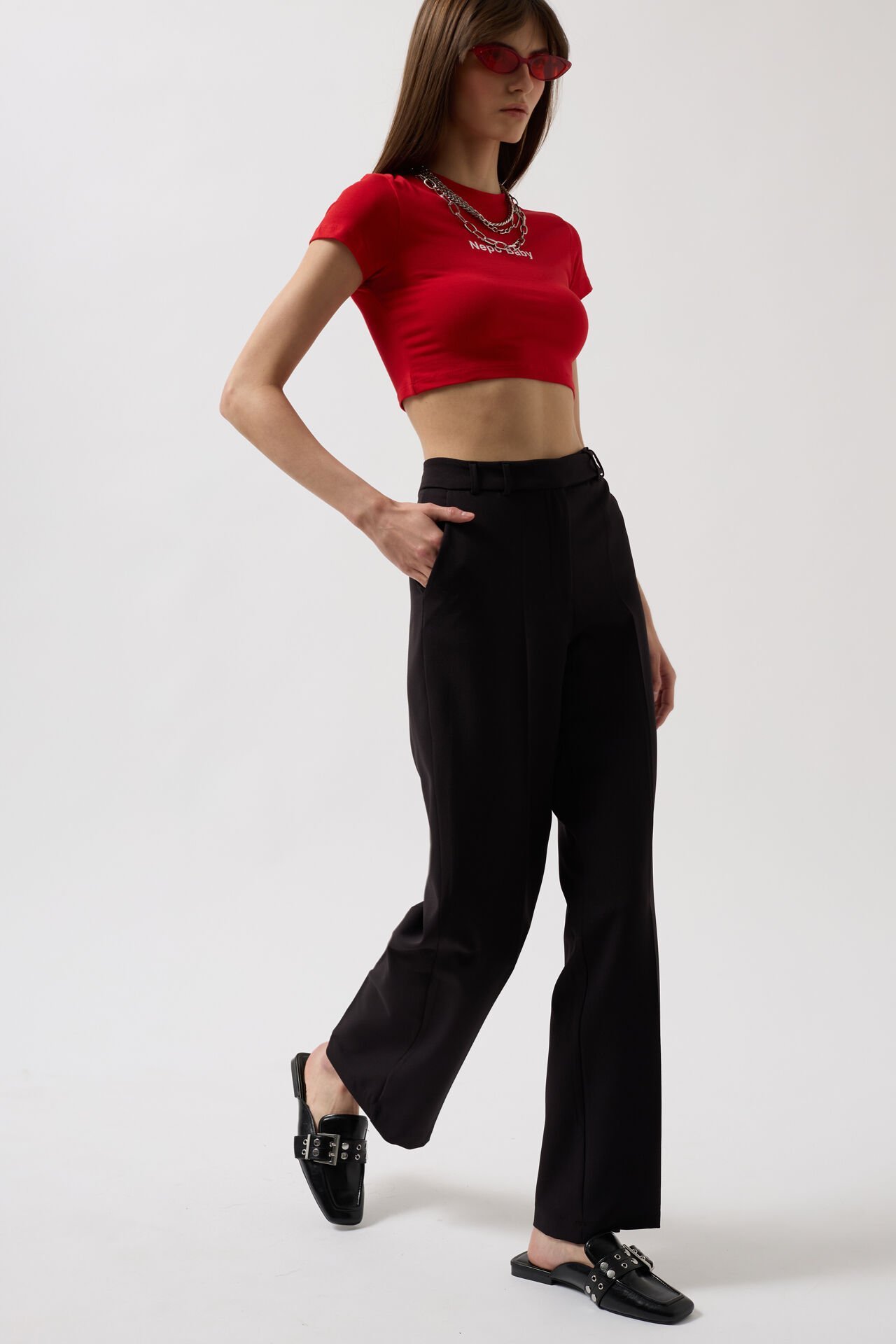 Wholesale Waist Belted Black Trousers