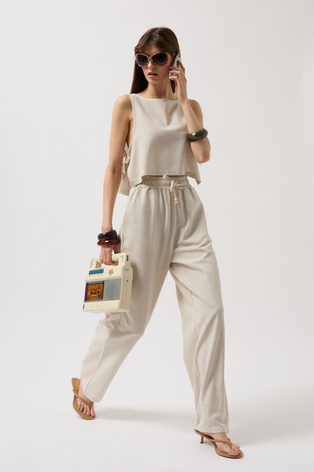 Toptan Beli Bağcıklı Düz Kesim Taş Pantolon