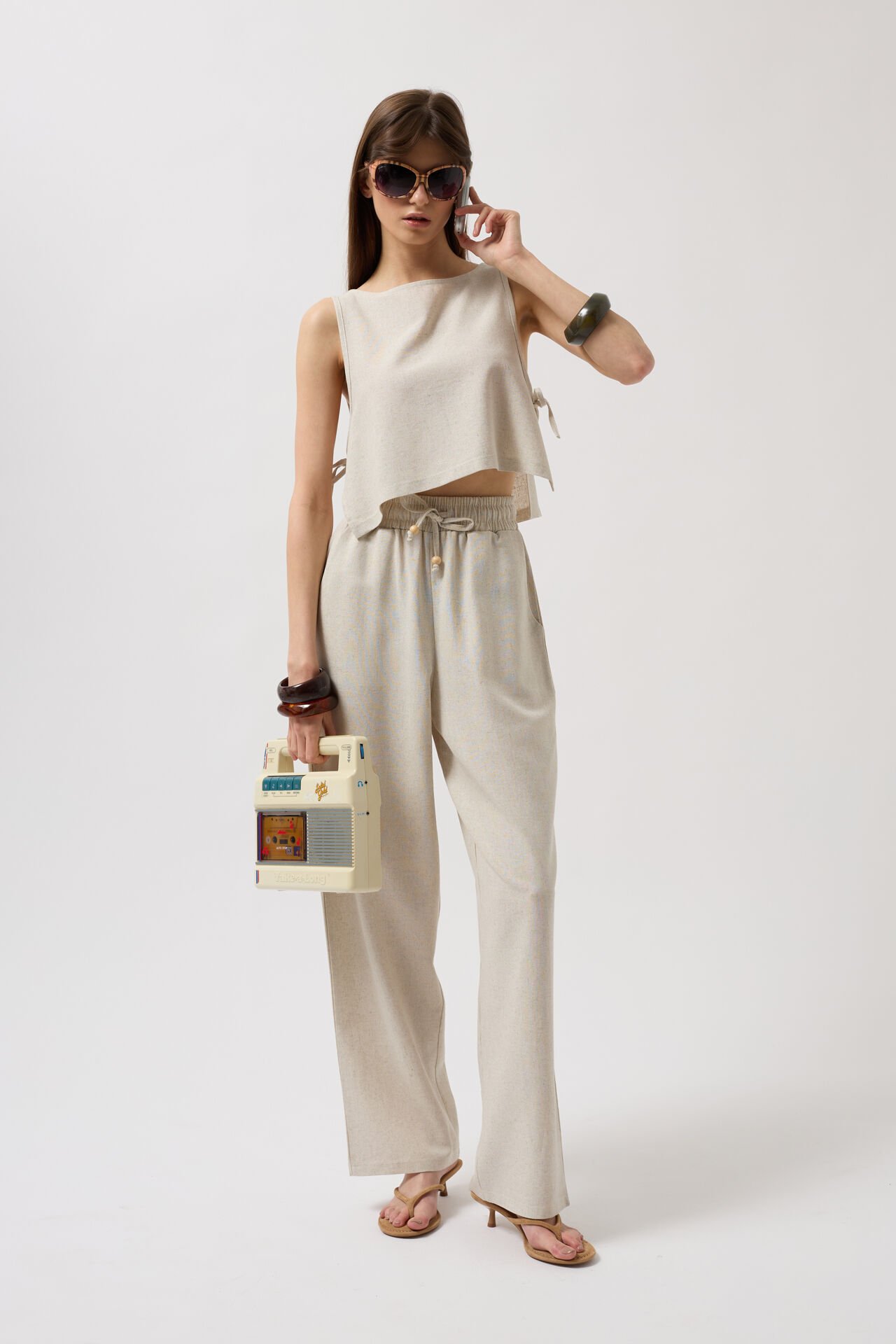 Toptan Beli Bağcıklı Düz Kesim Taş Pantolon