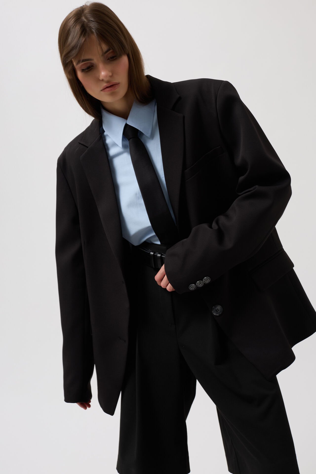 Toptan Basic Oversize Siyah Ceket