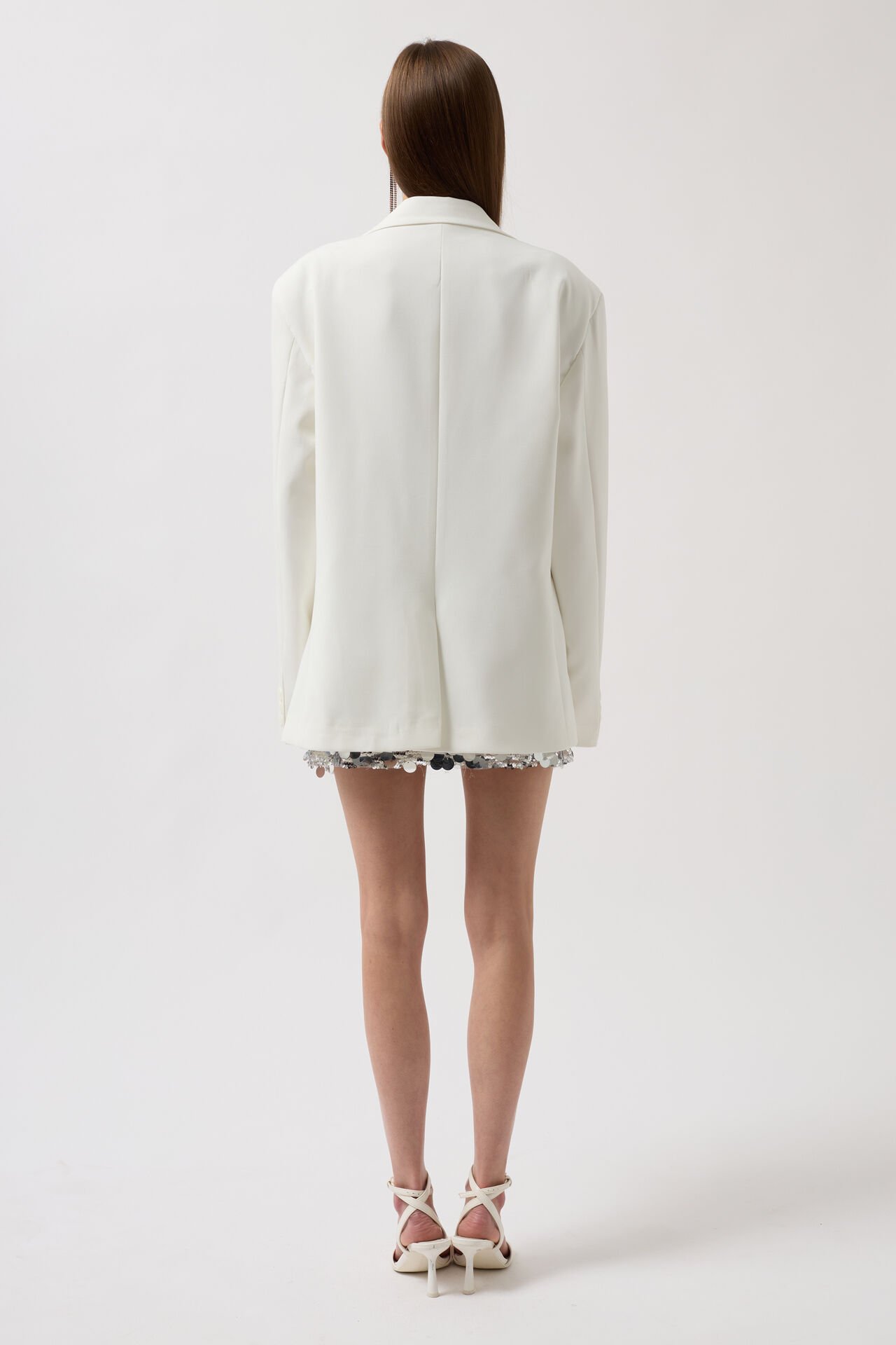 Toptan Basic Oversize Beyaz Ceket