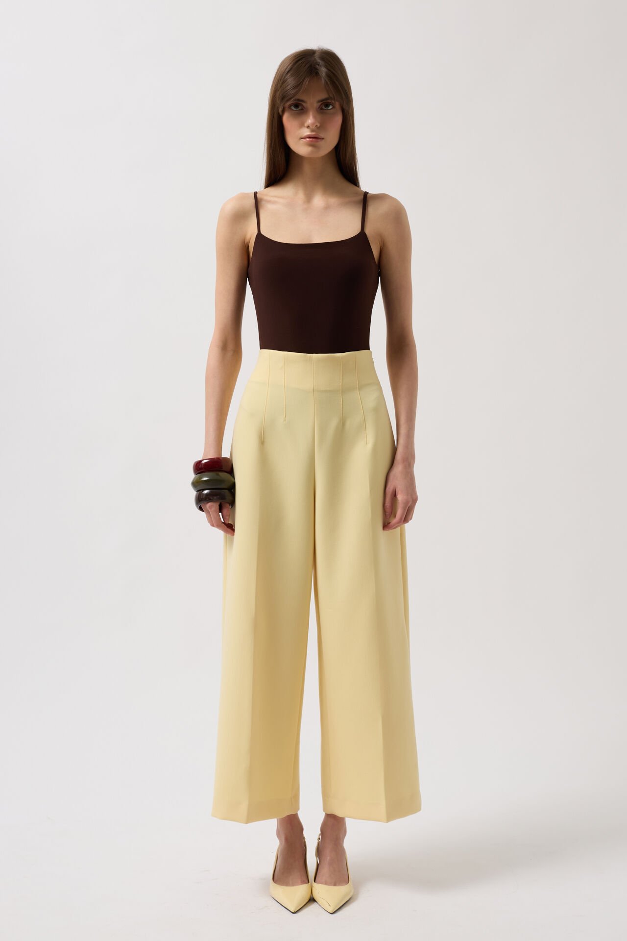 Toptan İp Askılı Kahverengi Bodysuit
