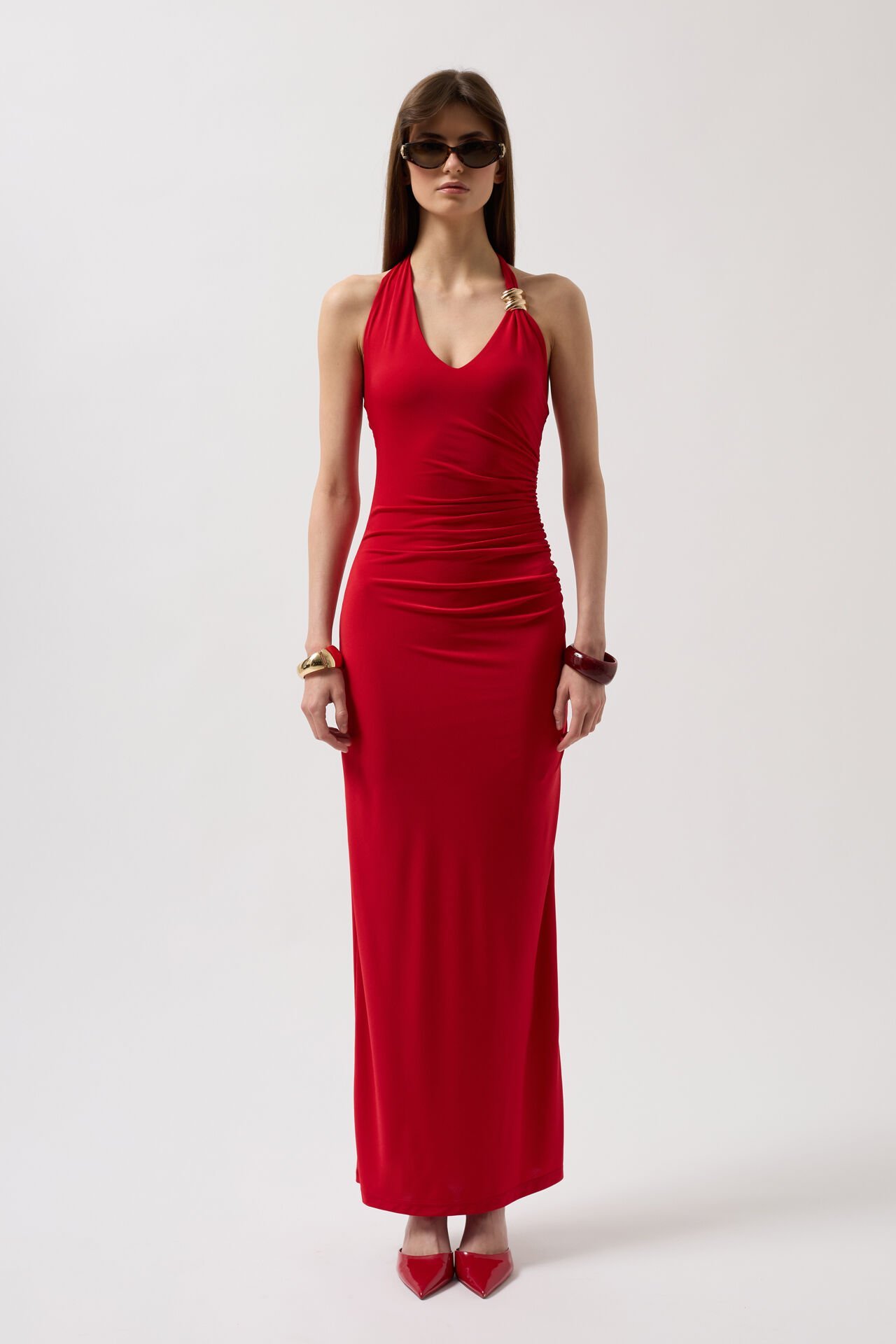 Wholesale Accessories Detail Maxi Red Dress