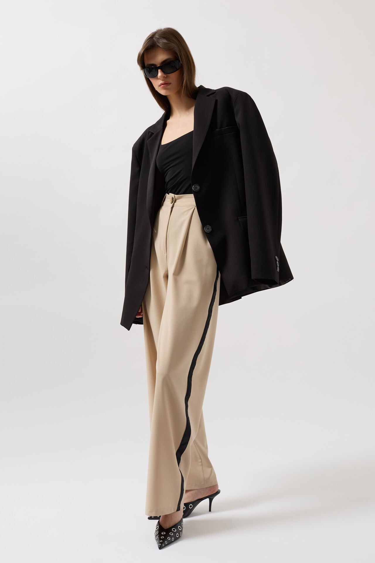 بنطلون Palazzo Stone مخطط للبيع بالجملة