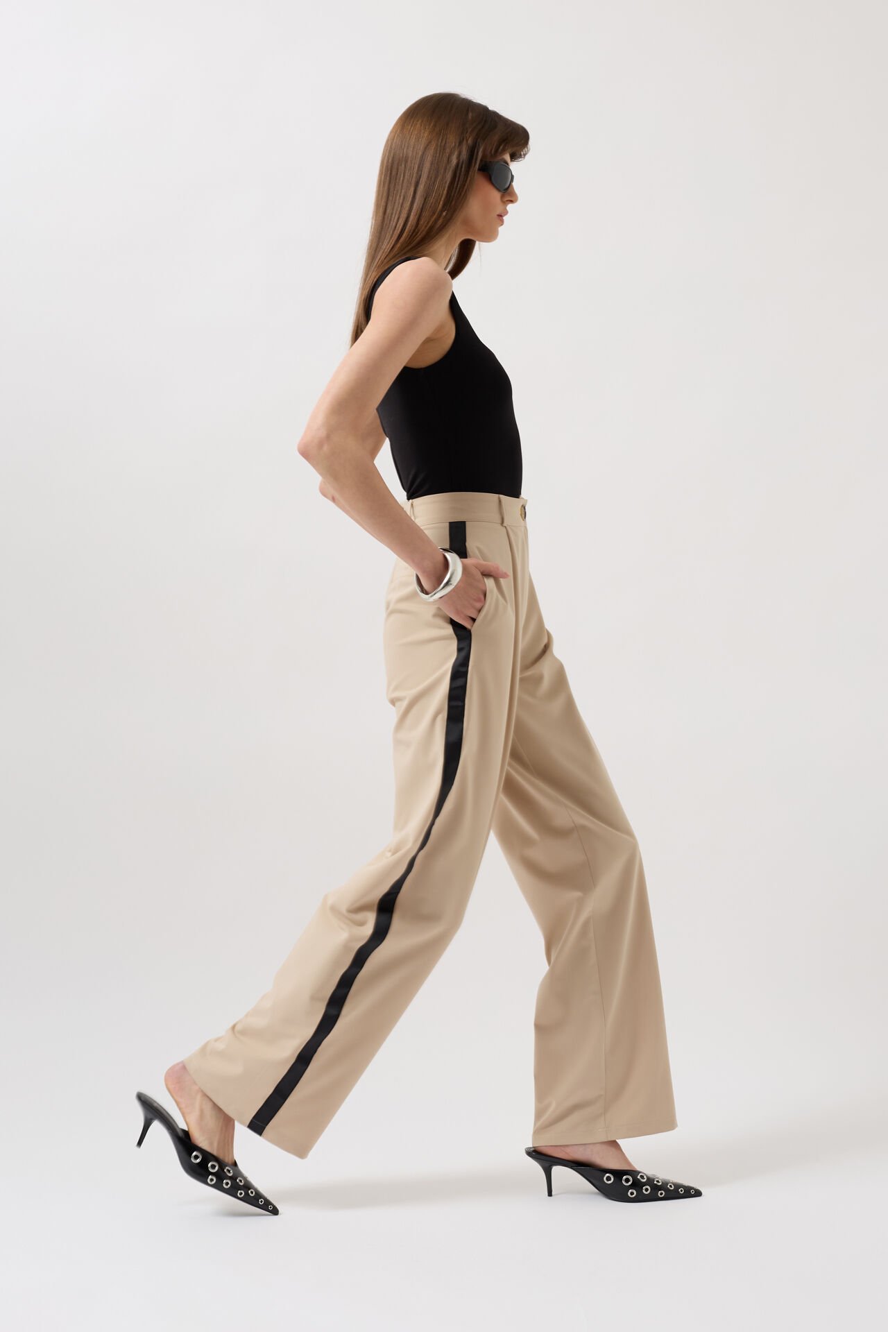 بنطلون Palazzo Stone مخطط للبيع بالجملة