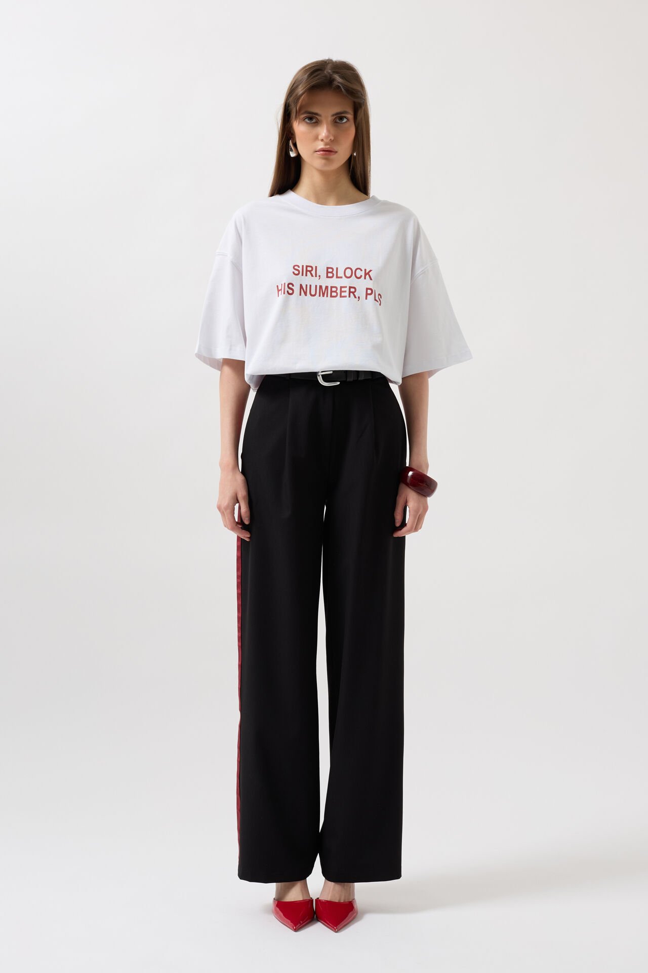 بنطلون Palazzo أسود مخطط للبيع بالجملة