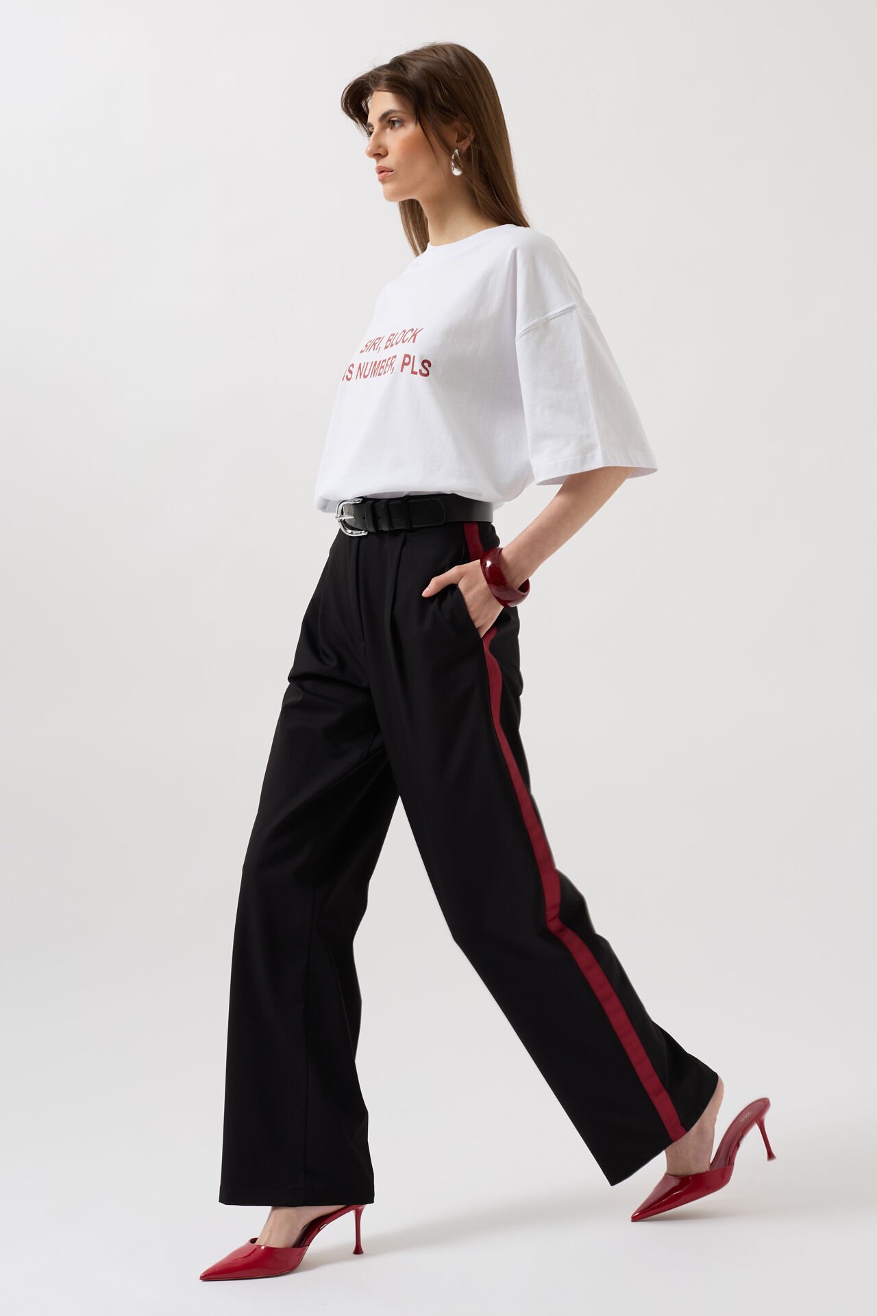 بنطلون Palazzo أسود مخطط للبيع بالجملة