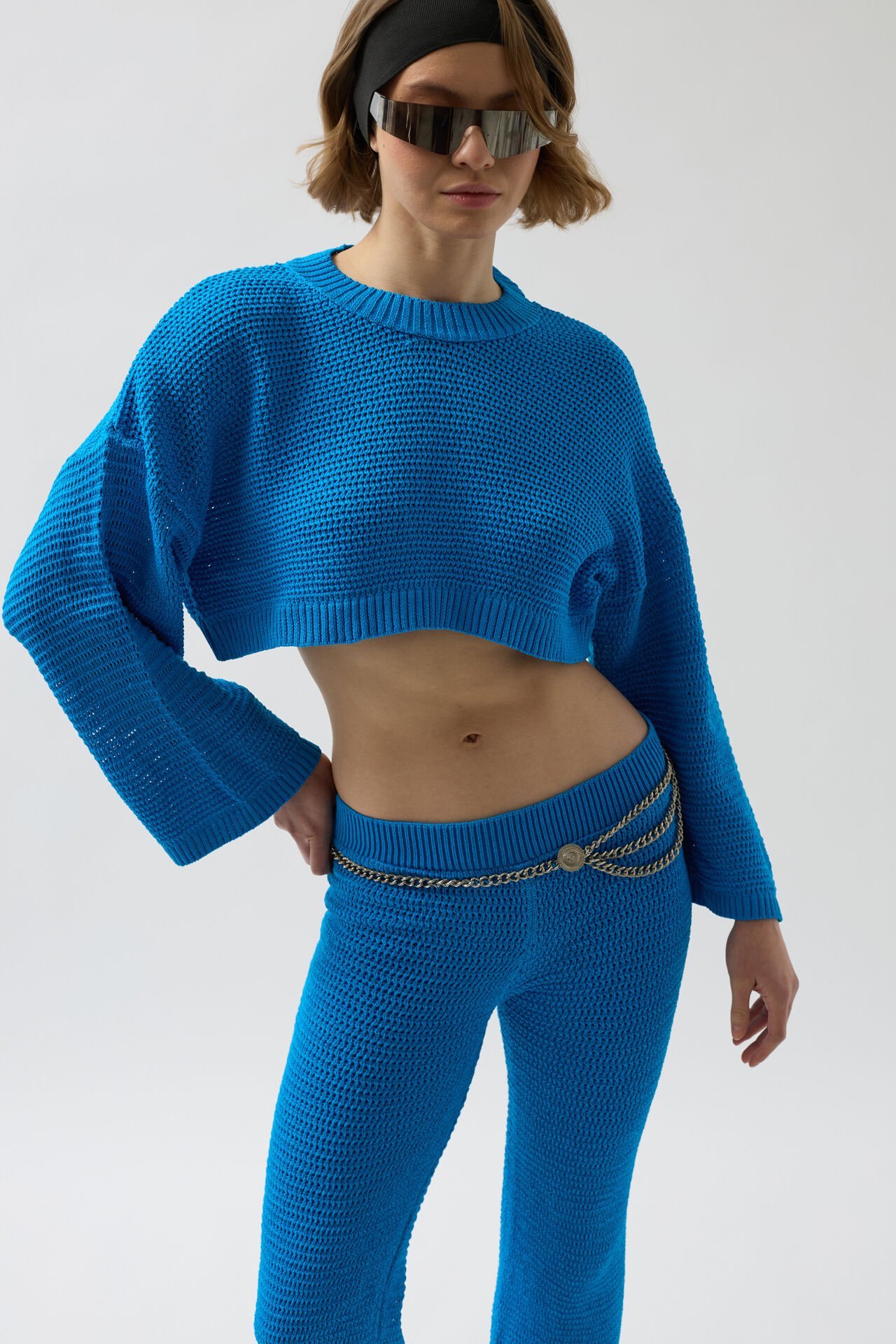 Toptan Oversize Triko Bluz Mavi Pantolon Takım