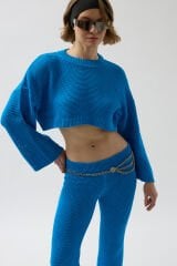 Toptan Oversize Triko Bluz Mavi Pantolon Takım