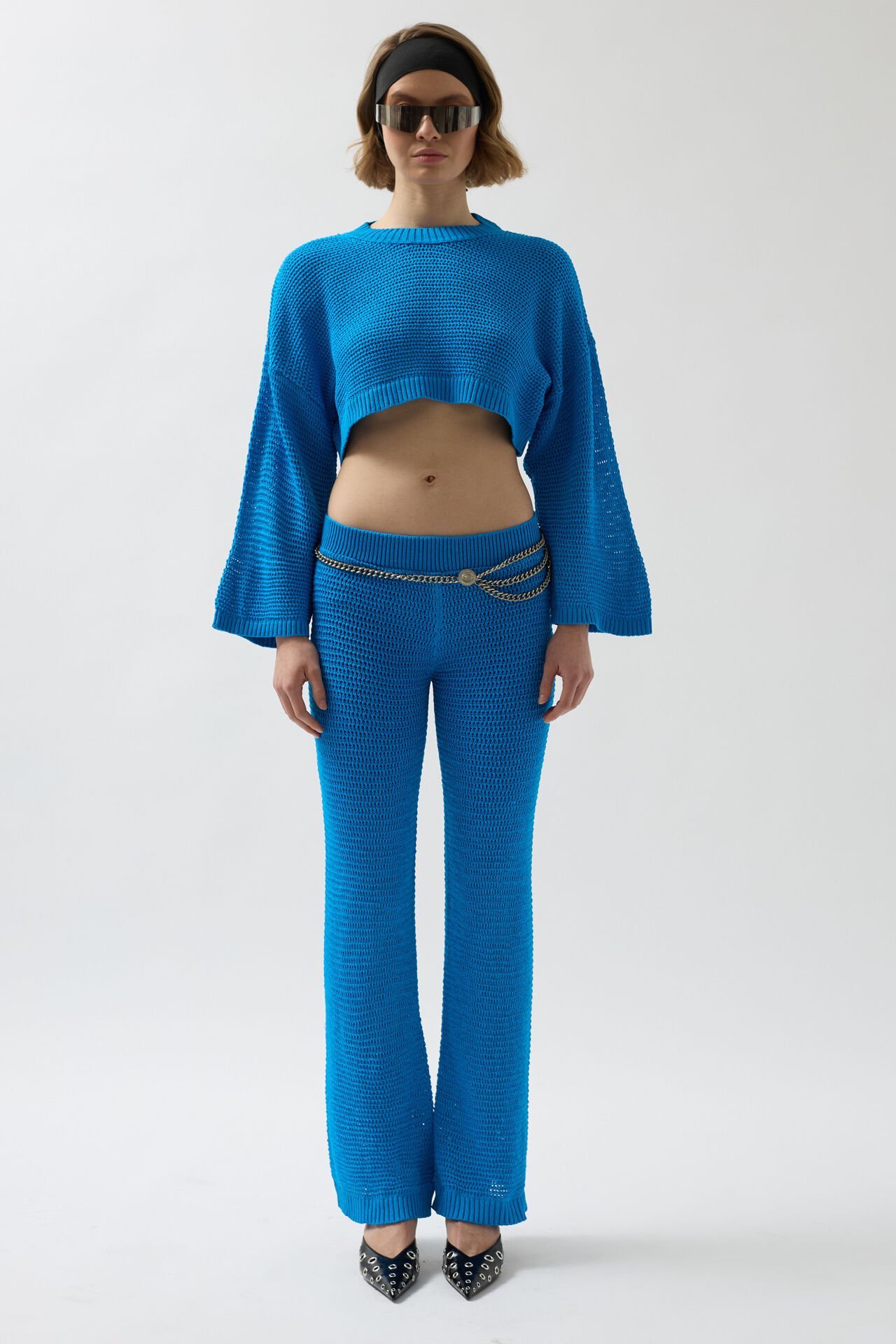 Toptan Oversize Triko Bluz Mavi Pantolon Takım