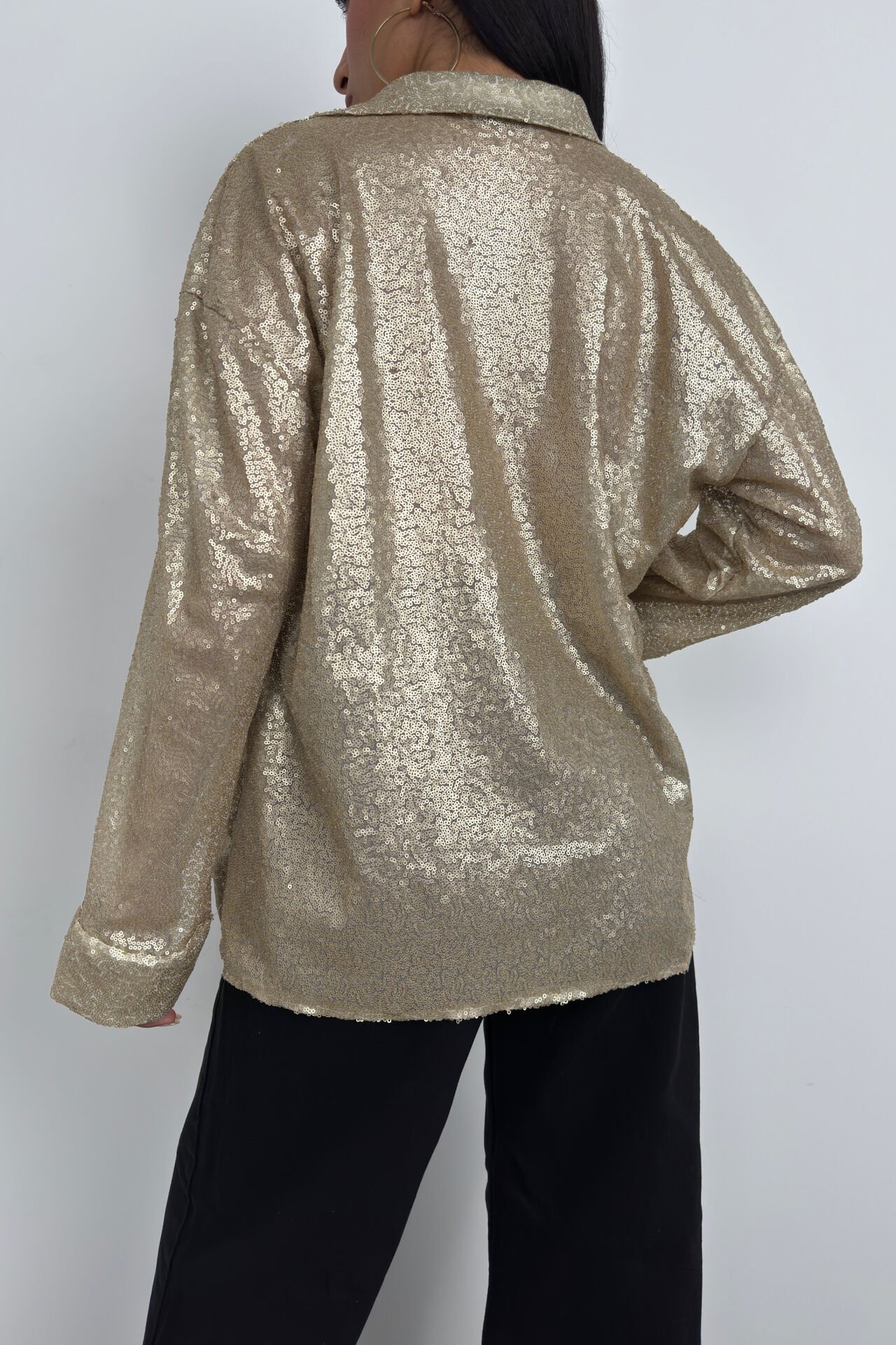 Wholesale Sequined Gold Oversize Shirt