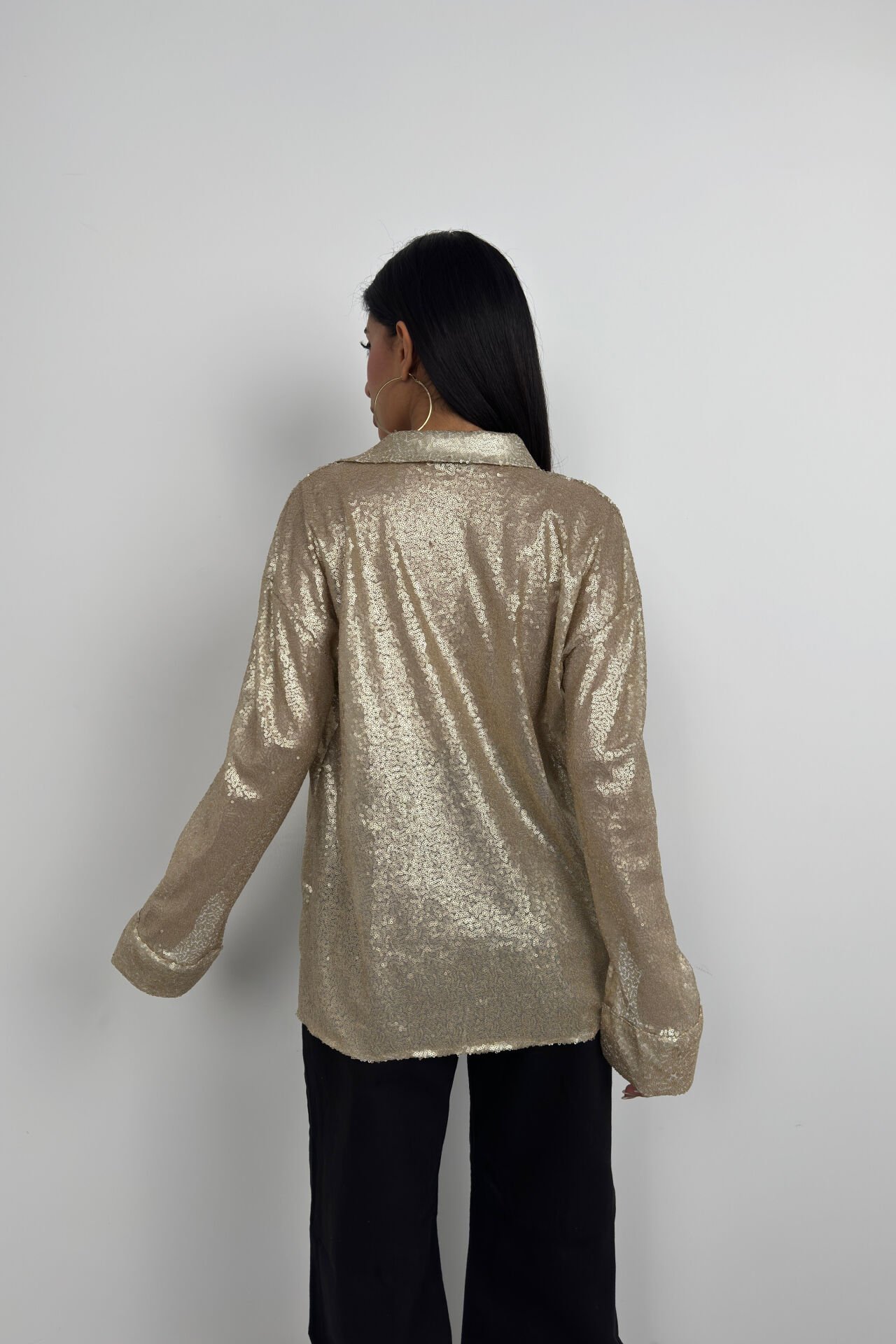 Wholesale Sequined Gold Oversize Shirt