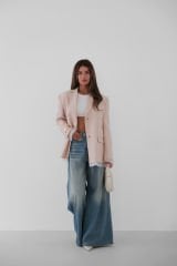 Toptan Astar Detay Vatkalı Bej Blazer