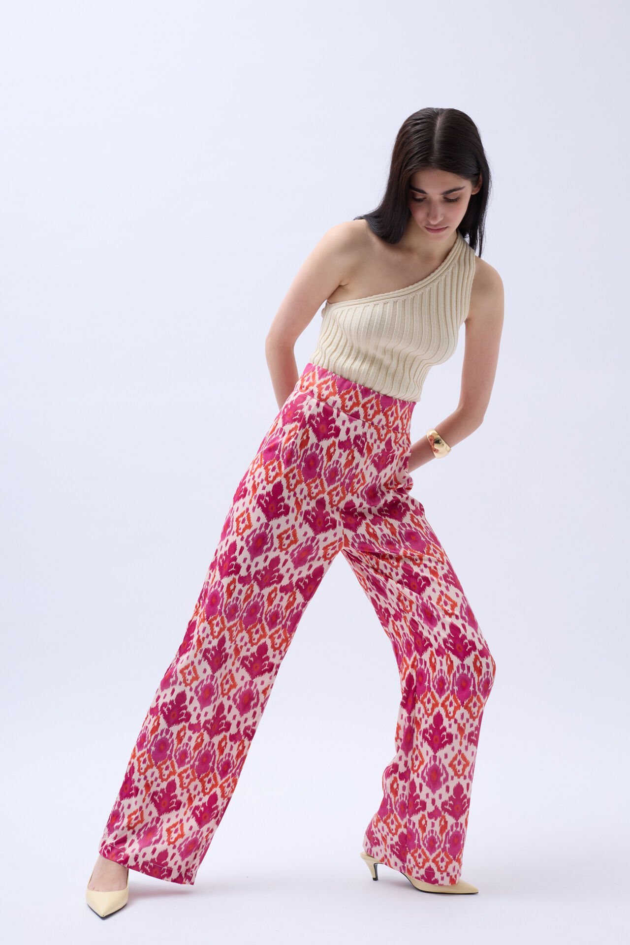 Patterned Satin Trousers