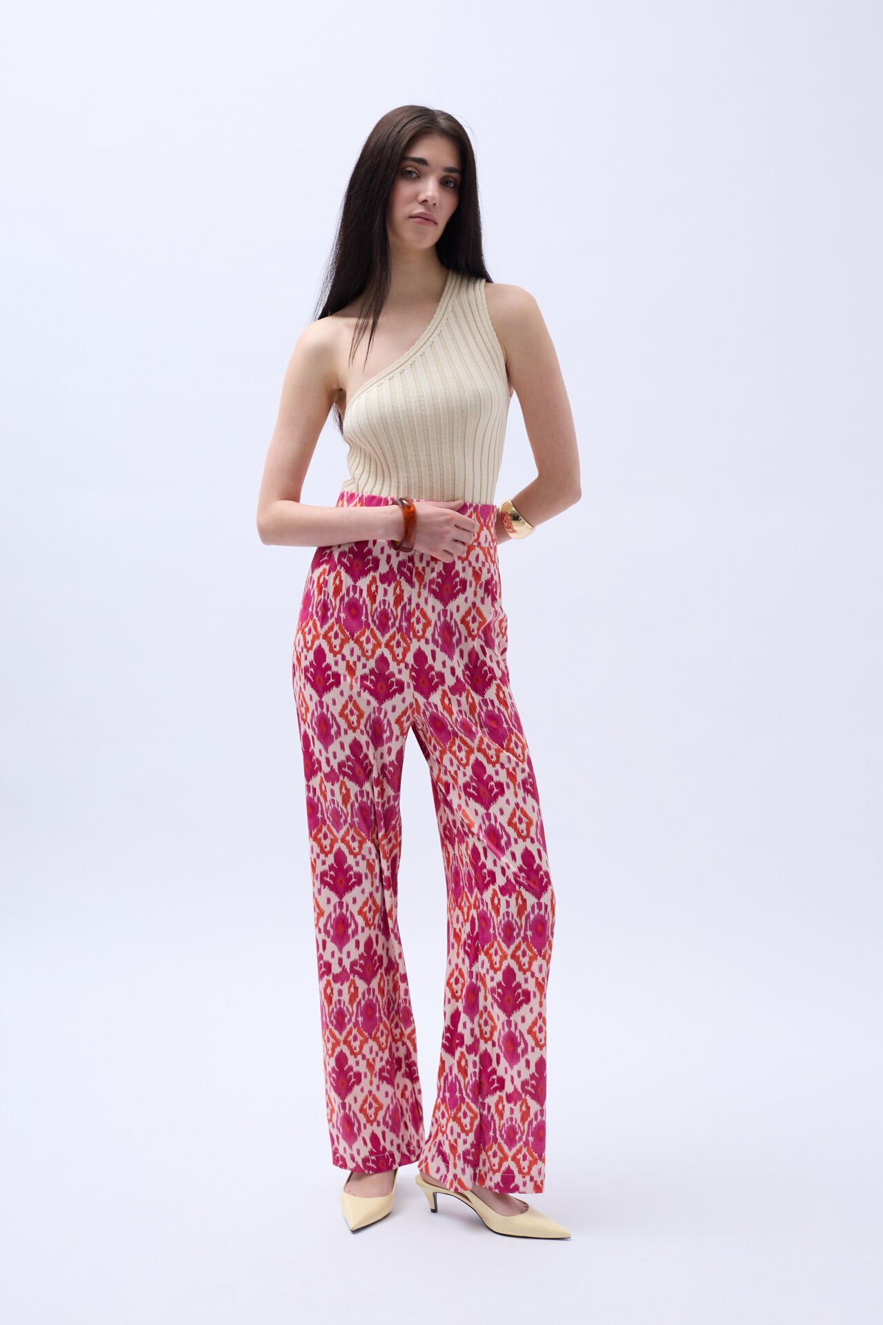 Patterned Satin Trousers