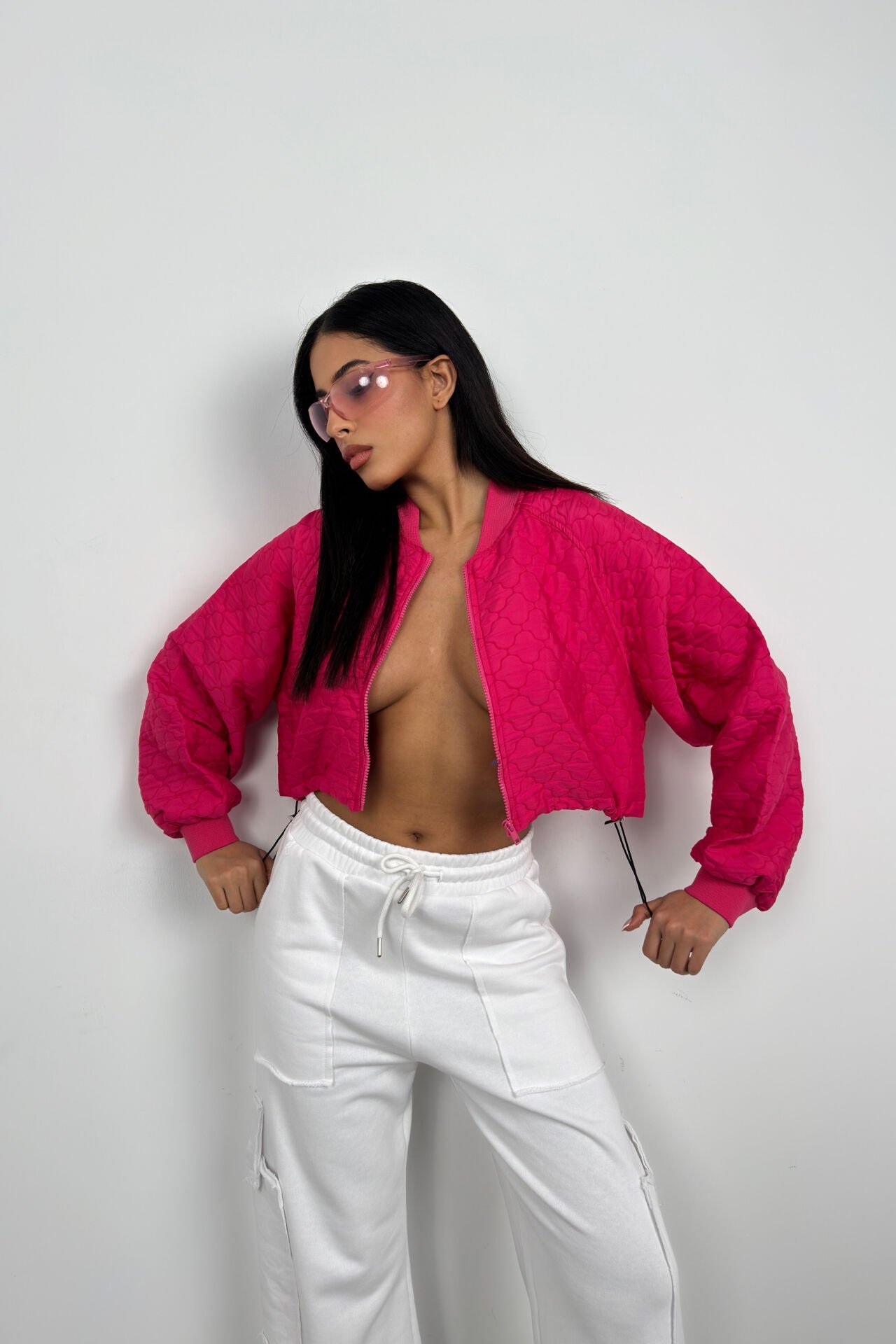 Wholesale Quilted Bomber Fuchsia Jacket
