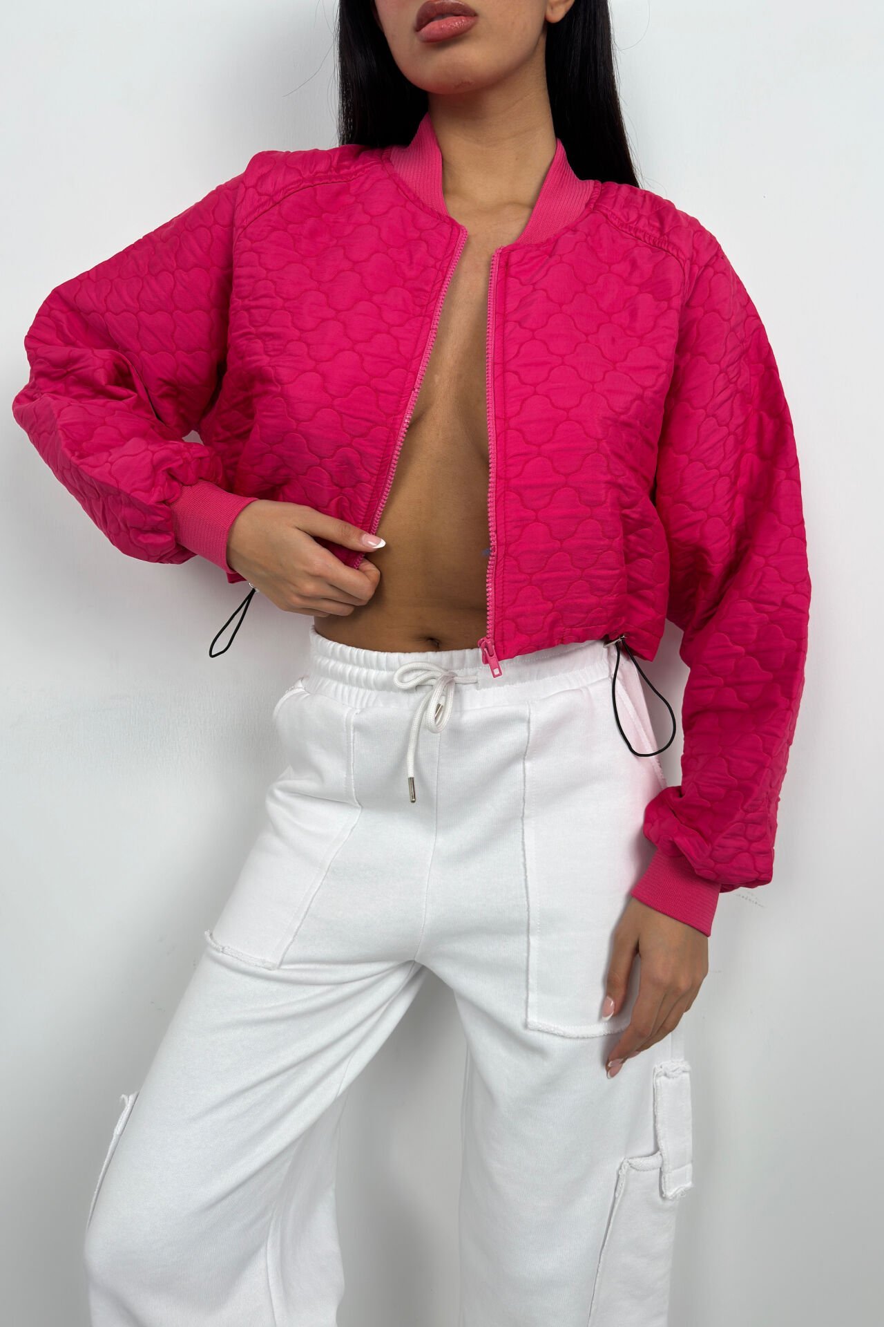 Wholesale Quilted Bomber Fuchsia Jacket