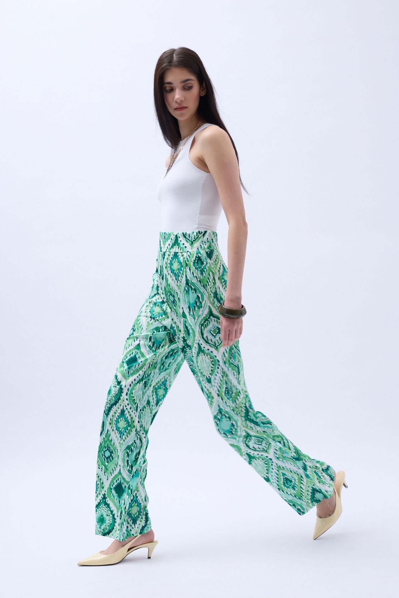 Patterned Satin Trousers