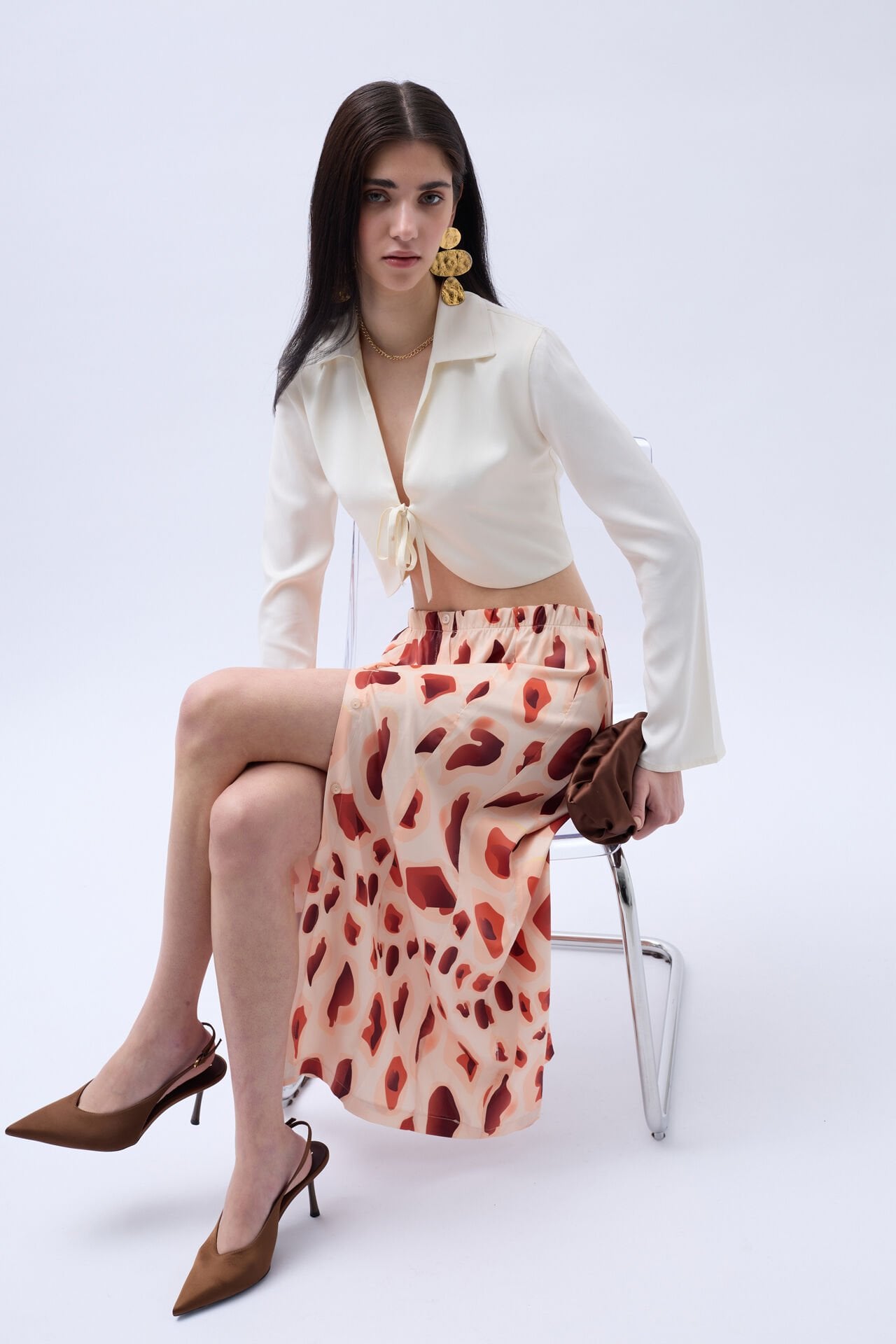 Юбка с узором и разрезами по бокам