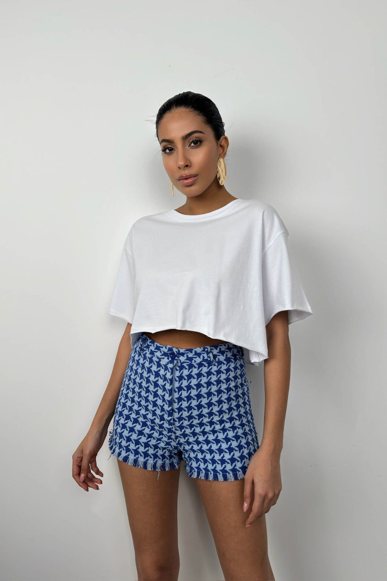 Toptan Oversize Basic Beyaz Crop T-Shirt