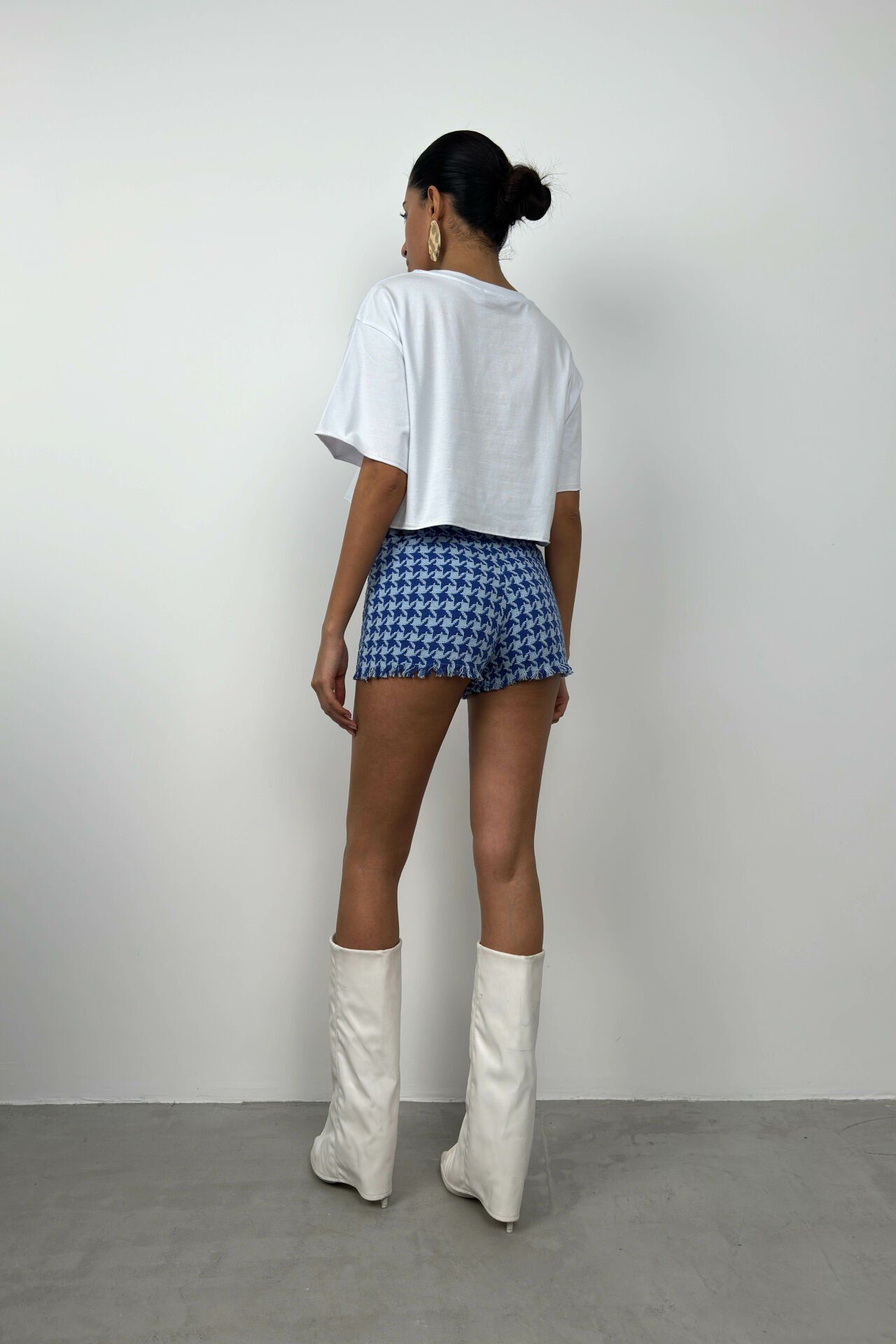 Toptan Oversize Basic Beyaz Crop T-Shirt