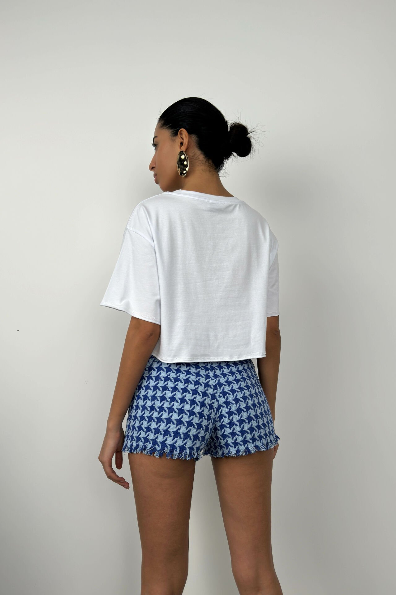 Toptan Oversize Basic Beyaz Crop T-Shirt