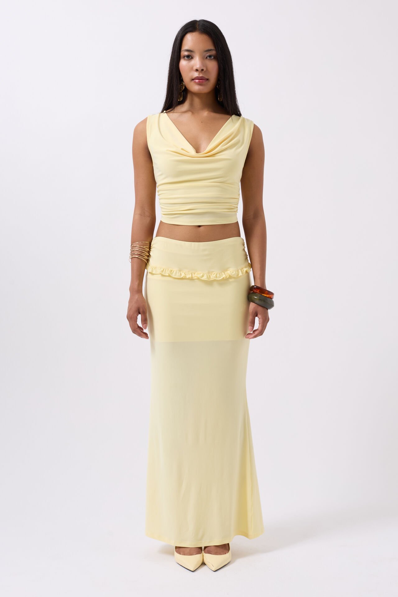 Wholesale Cowl Collar Yellow Crop