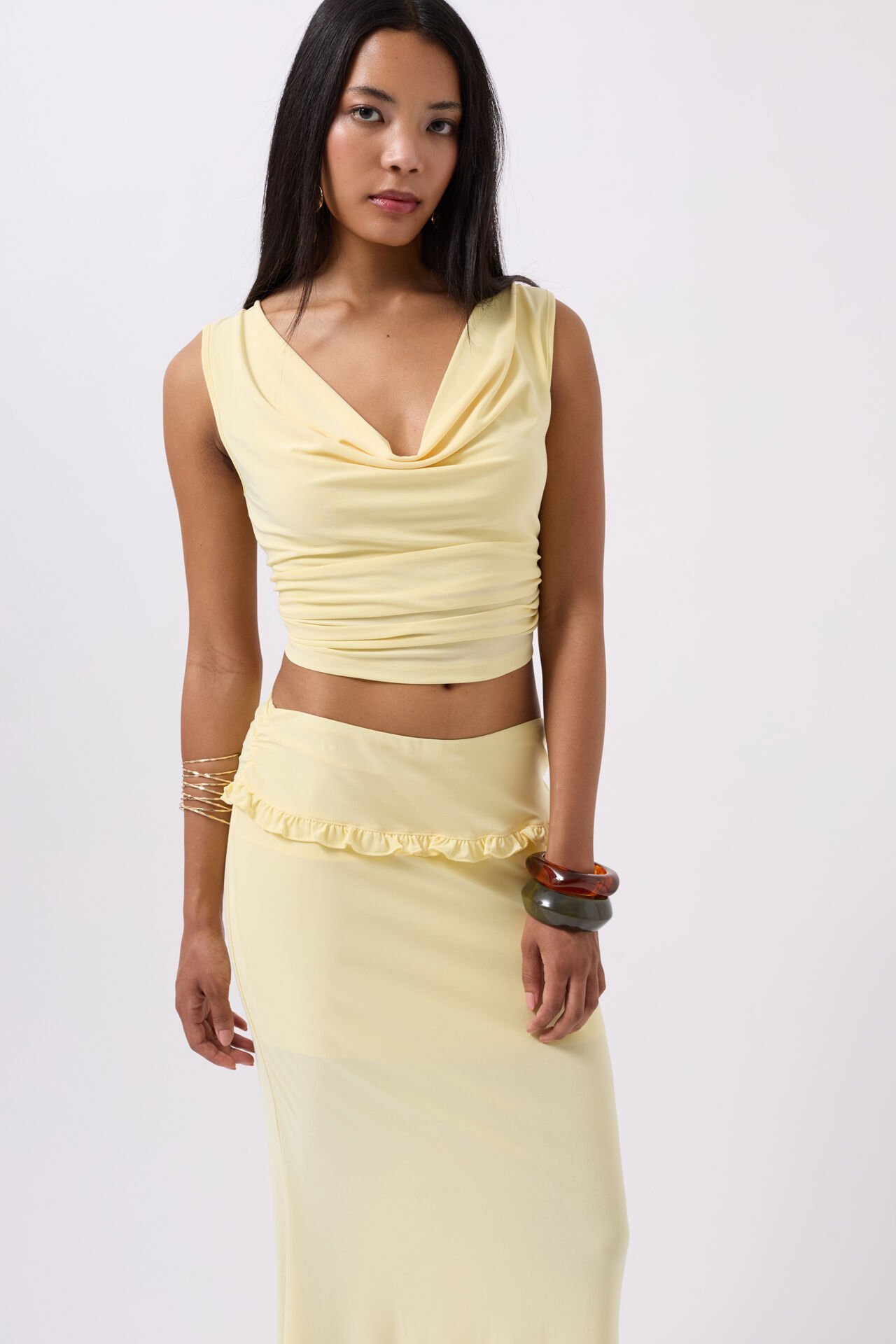 Wholesale Cowl Collar Yellow Crop